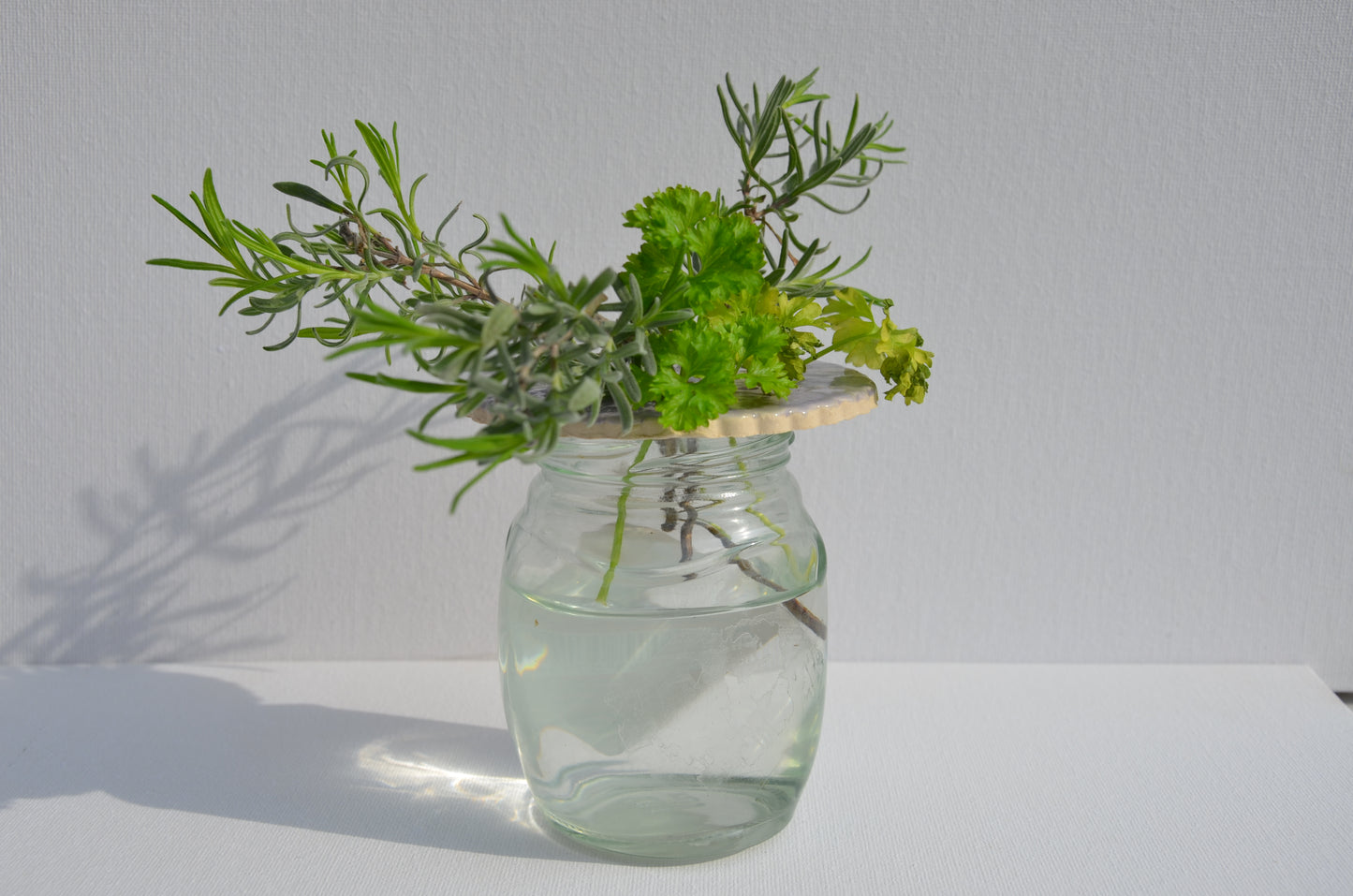 Jam jar flower holder / propagator