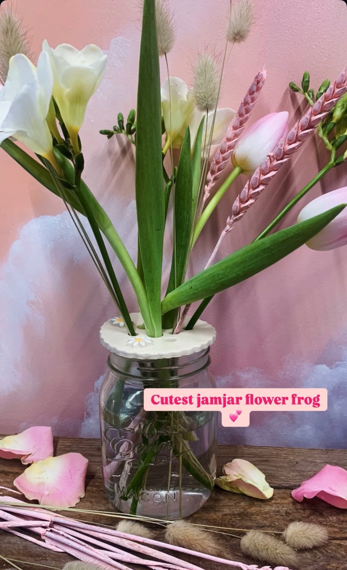 Jam jar flower holder / propagator