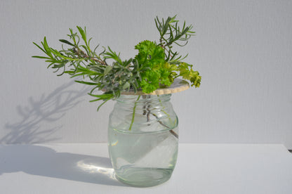 Jam jar flower holder / propagator